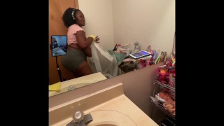 Butt Ebony BBW Cleaning Nipples With My Shirt Hanging Out