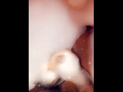 Sexy Black Girl Makes Big Dick Cum In The Tub