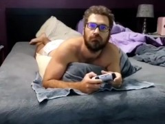 Diaper wetting and masturbating until I cum while playing PlayStation 