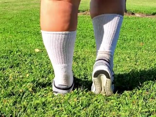 Jog Through The Park_Ends With_Sweaty Sneakers And Socks Strip Tease