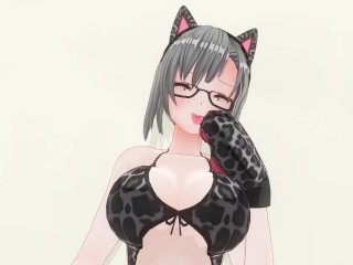 3D HENTAI Neko girl hasa gorgeous orgasm and doesAHEGAO
