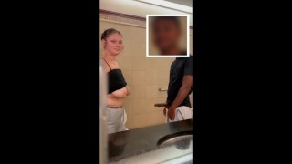 Sloppy Blowjob In The Mall Bathroom A White Girl Drools And Gags All Over BBC