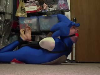 Horny Sonic The Hedgehog Cosplayer Cums While Bound And Gagged
