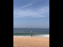 Naked tits near the ocean