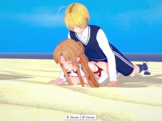 Anime Sword art online Asuna gets_FUCKED on the_beach.