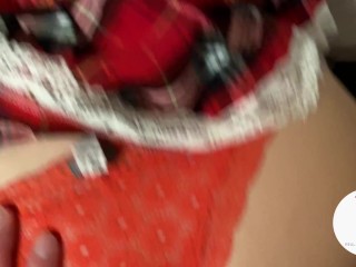 French Girlfriend in Mini Skirt & Stockings gets Fucked & Begs for Creampie_(POV)