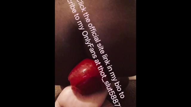 Fucking my prolapsed anus with a apple until it stretched out and swallowed it 11