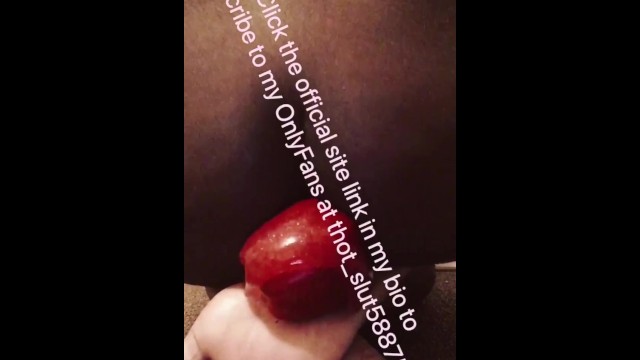 Fucking my prolapsed anus with a apple until it stretched out and swallowed it 39
