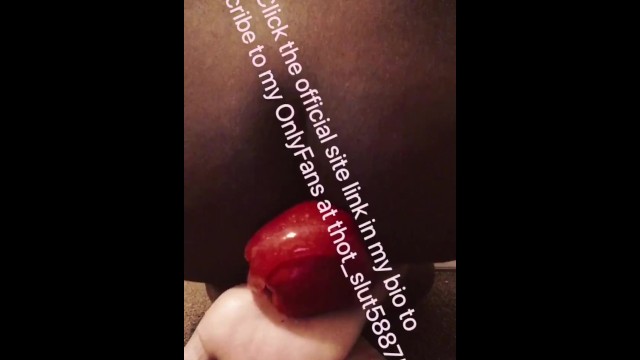 Fucking my prolapsed anus with a apple until it stretched out and swallowed it 11