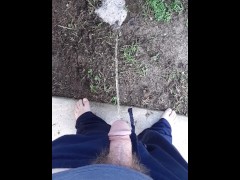 Fast pissing in the backyard with neighbor gardening next door #208
