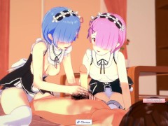 3D/Anime/Hentai. Re:ZERO Starting Life in Another World: Rem & Ram fucked in threesome!!!