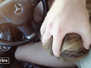An 18-year-old blonde was voting onthe road. Hot blowjob in the_car - Mia Fire