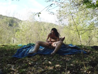 Outdoor Sex. Unexpected fuck with my boyfriend in theforest.Hiking and_cumming !!