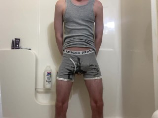 Twink Pees In His Boxer Briefs