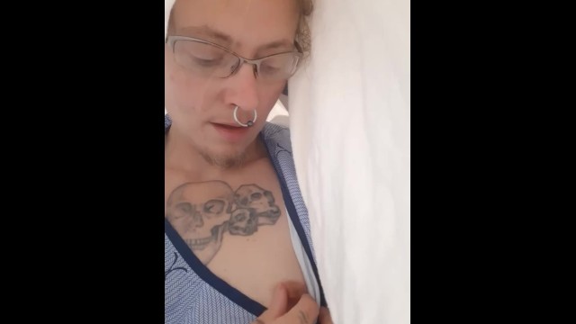 Trans nb in medical gown shows & plays with both nipples - Amateur;Fetish;Masturbation;Small Tits;Transgender;Exclusive;Verified Amateurs;Solo Trans;Trans Male;Vertical Video