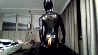 Dildo In A Catsuit Both Hands Are Free