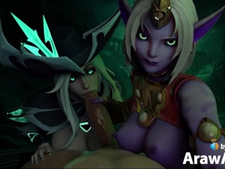 Miss Fortune & Soraka Blowjob (with_sound) 3d animation ASMR hentai League of Legends bj