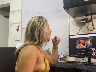 Office sex with_young secretary with facial squirt,boss watches! Naty Delgado