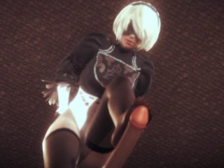 Nier automata 2B does tremendous_footjob with herstockings