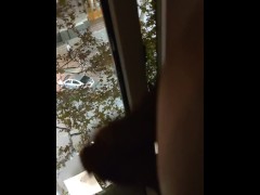 hotel handjob on the windowsill