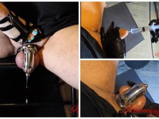 Chastity Cage Slave Balls Full Cum Milking & Cock Sounding Torture World Record Cumshot