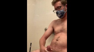 Gay Blonde Otter Porn Solo Attempting To Get Off On The Toilet In A Public Restroom With Others Nearby