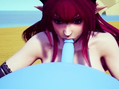 Demon Girl sucking off a bouncing ball