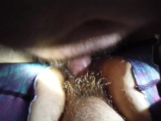 SHE DOESN'T EVEN HAVE TIME TO TAKE HER PANTS OFF. HUGE CUM_LOAD INSIDE HER TIGHT PUFFY_HAIRY PUSSY.