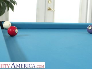 Naughty America - Hot Blonde Milf Kenzi Foxx Hustle's thePool Table Cleaner Into Fucking_Her Wet Pu