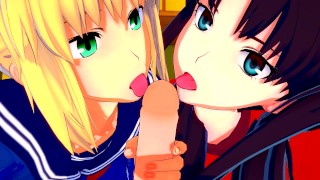 Animation Fate Stay Night 3D Hentai Uncensored Fate Stay Night Fucking Rin And Saber At The Same Time