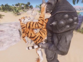 Wild_Life / Furry Mating Rihno_and Tiger
