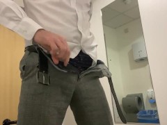 Big cock straight guy masturbating at work