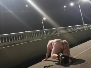 chub tranny strips naked in public and masturbates