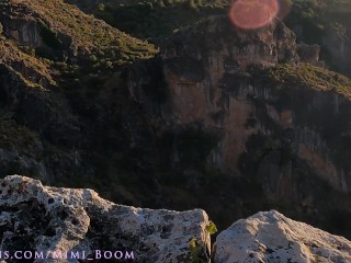 Getting caught! Giving him Blowjob, Mouth CreamPie, on Cliff nearby_tourist trail - Mimi Boom