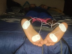 Foot Torture - Male Feet Tied and Electrified