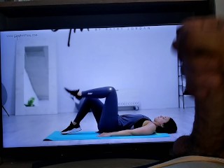 Masturbating a Good Cock Watching a Virtual Gym Class_from a Mature Brunette with Fit_Body