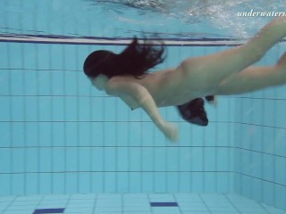 Gypsy black haired_babe swimming underwater