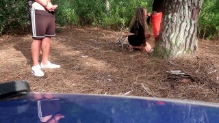 Deepthroat WIFE GETS A FACIAL OF A STRANGER IN A PUBLIC RISKY PLACE WITH A CUCKOLD BOY WATCHING