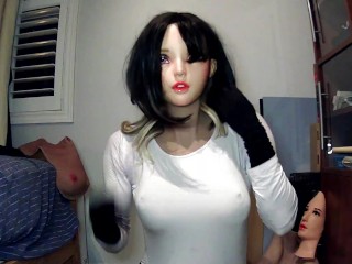 Night of Masks Part Jill! A lonely girl plays withherself and her female doll mask Jill...