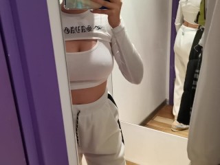 BIG NATURAL BOOBS/Teen made a video of herself in the fitting_room