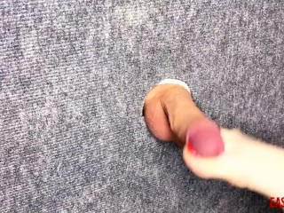 I took a close-up shot of glory hole - spankingmy feet on the cock and balls of a slave_EasyCBTGirl