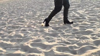 Walking in the sand in high heels just feels great!