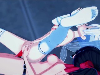 Yae Kokonoe fingers and licks Leen’s pussy from behinduntil she orgasms.Lesbian Hentai.