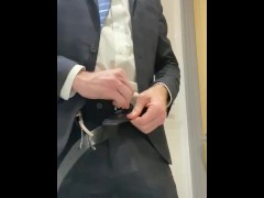 Suited manager masturbating at work - horny