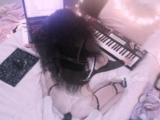 Sitting On My Big Dildo While Playing My Synth :Dollie Bear