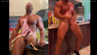 Masturbation Onlyfans Kratkoartur Muscle Athlete Preparing Breakfast With Morning Wood