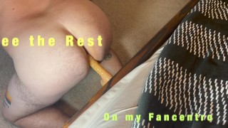 Dildo While Mowing Dad Bod Slips Dildo In And Out Of His Ass