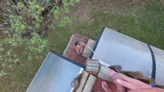 Pissing On A Girl's Face While Wearing A Bikini And Using A Human Toilet On A Balcony