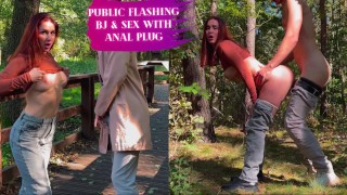 Public Sucking dick and sex with anal plug LeoKleo