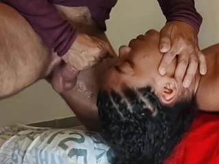 Stepdaughter_deepthroat upside down_with cumshot in the face and piss in the throat (Part 2)